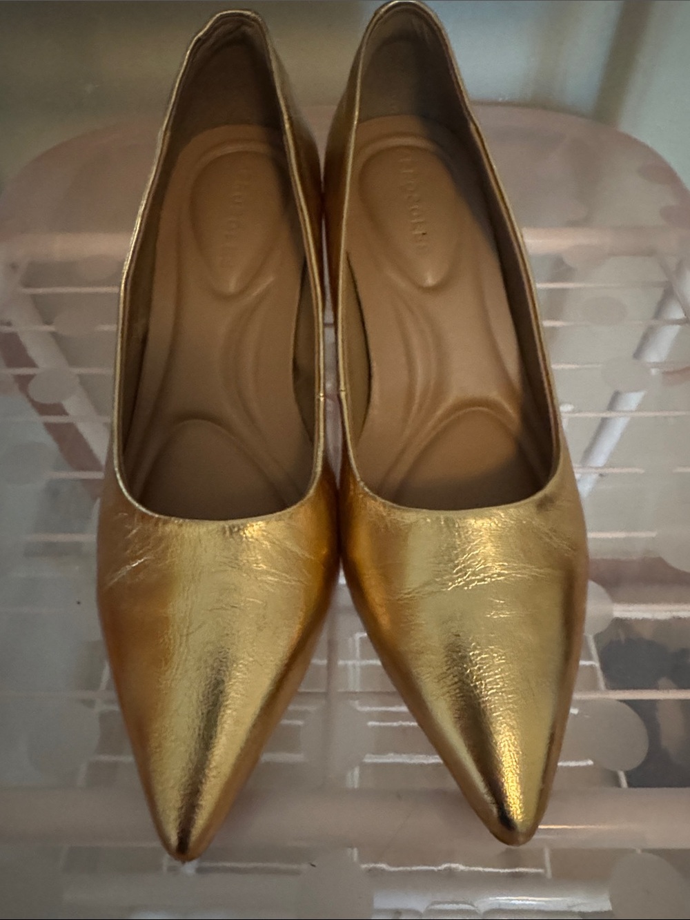 Aerosoles Gold Pointed Toe block heel 8